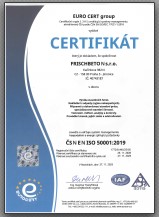 Certifikát systému managementu hospodaření s energií (EnMS) dle ČSN EN ISO 50001:2019